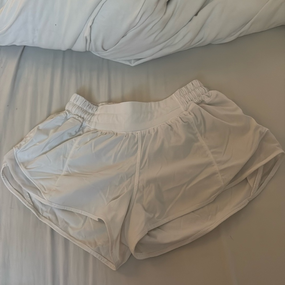 white low rise lululemon forty hot shorts